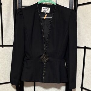 Black Vintage Structured Peplum Blazer